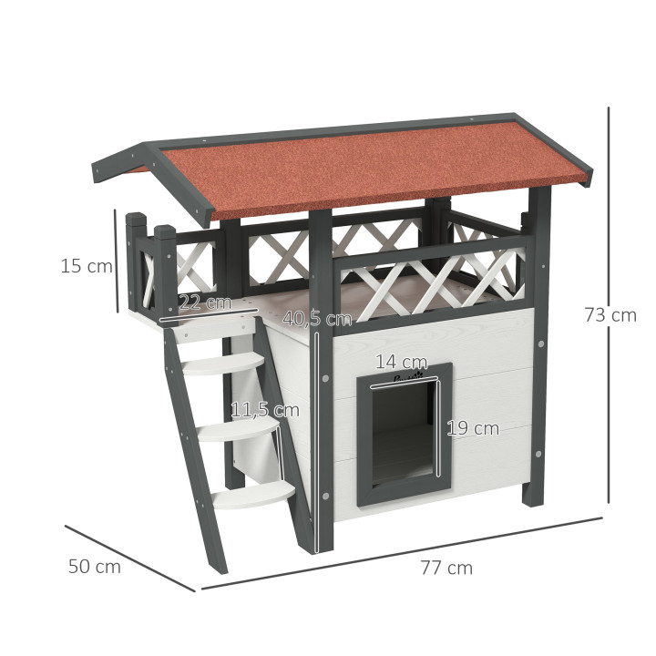 Casa de Madera para Gatos con Escalera y Techo Asfáltico | prologyc.es