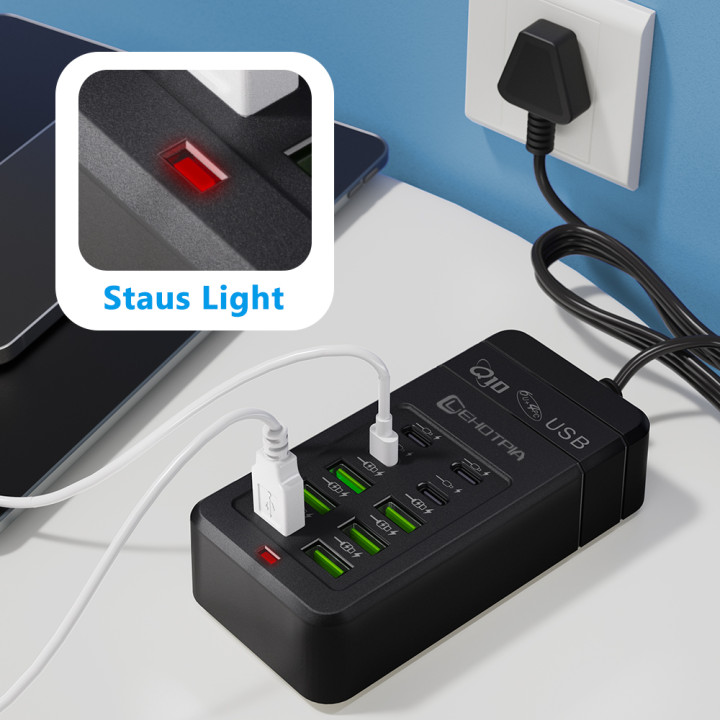 Regleta USB Carga Rápida 6 USB-A 4 USB-C con Cable 1,2 m | prologyc.es | repuestos.prologyc.es