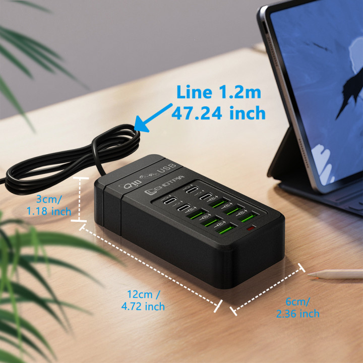 Regleta USB Carga Rápida 6 USB-A 4 USB-C con Cable 1,2 m | prologyc.es | repuestos.prologyc.es