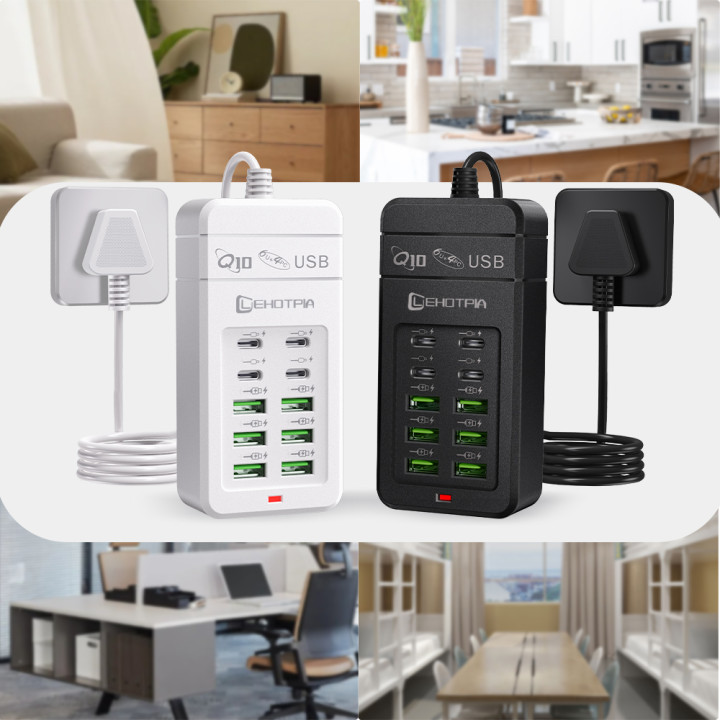 Regleta USB Carga Rápida 6 USB-A 4 USB-C con Cable 1,2 m | prologyc.es | repuestos.prologyc.es