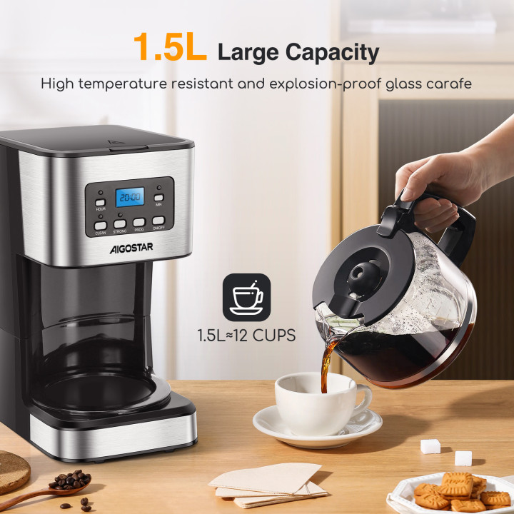 Cafetera de Goteo AIGOSTAR Darcy X 950W 12 Tazas Programable | prologyc.es | repuestos.prologyc.es