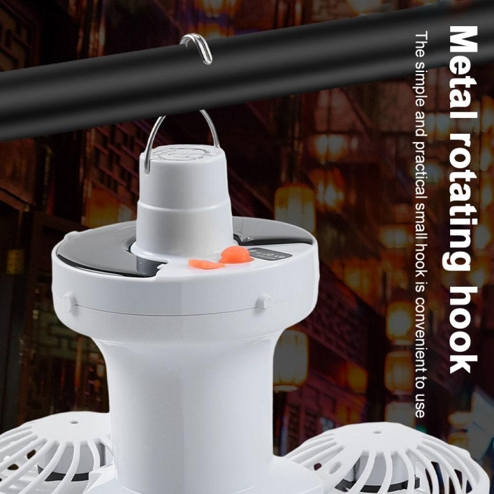 Ventilador Solar de Camping con Linterna LED USB Recargable | prologyc.es | repuestos.prologyc.es