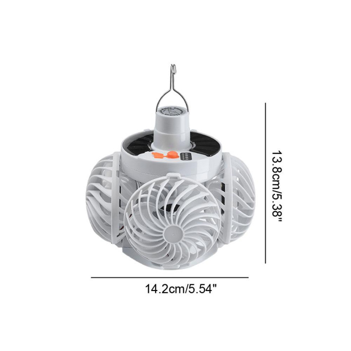 Ventilador Solar de Camping con Linterna LED USB Recargable | prologyc.es | repuestos.prologyc.es