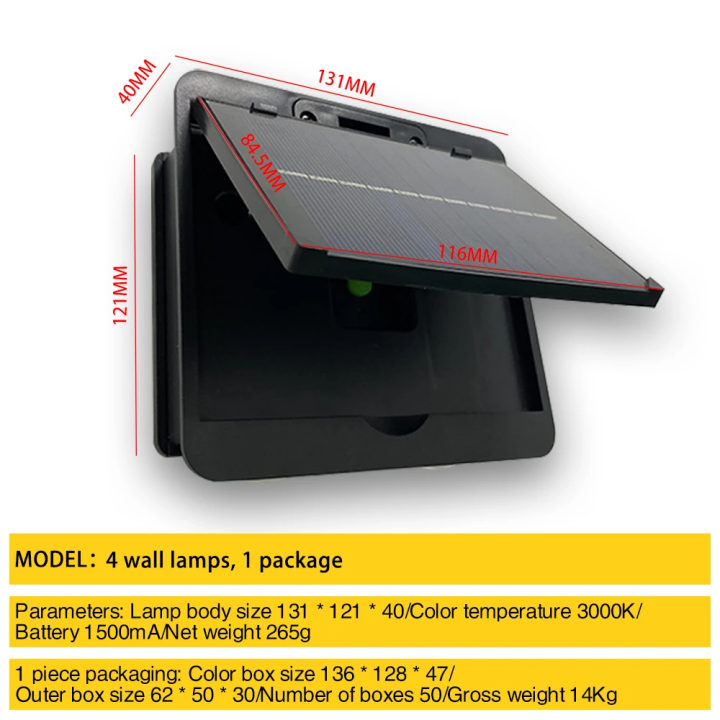 Lámpara Solar LED de Pared Impermeable 4 6 8 LED para Jardín | prologyc.es | repuestos.prologyc.es