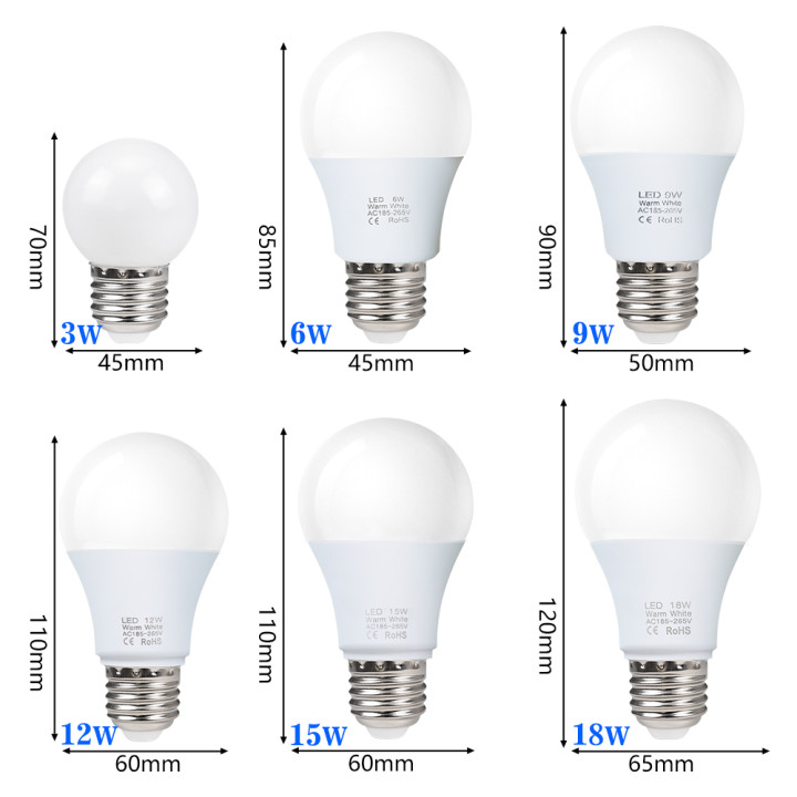 Bombilla LED E27 Alta Potencia 3W 6W 9W 12W 15W 18W Smart IC | prologyc.es | repuestos.prologyc.es
