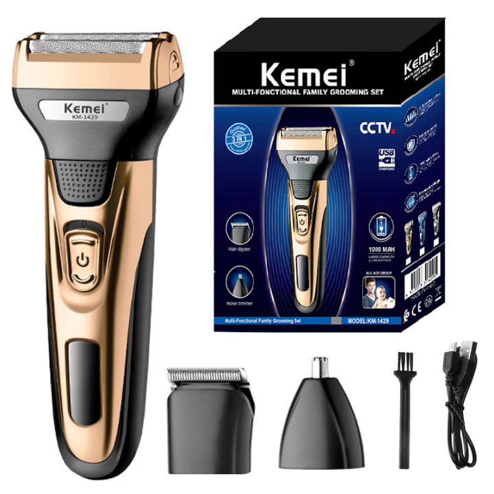 Kit de Aseo Kemei 3 en 1 Recortadora Barba Pelo Nariz | prologyc.es | repuestos.prologyc.es