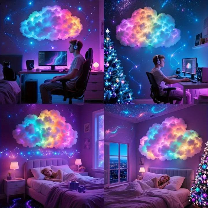 Luz LED de Nube 3D DIY RGB para Dormitorio Sala Gaming y Habitación Infantil | prologyc.es | repuestos.prologyc.es