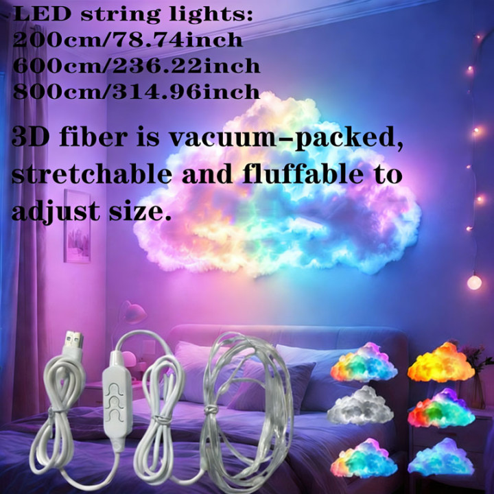 Luz LED de Nube 3D DIY RGB para Dormitorio Sala Gaming y Habitación Infantil | prologyc.es | repuestos.prologyc.es