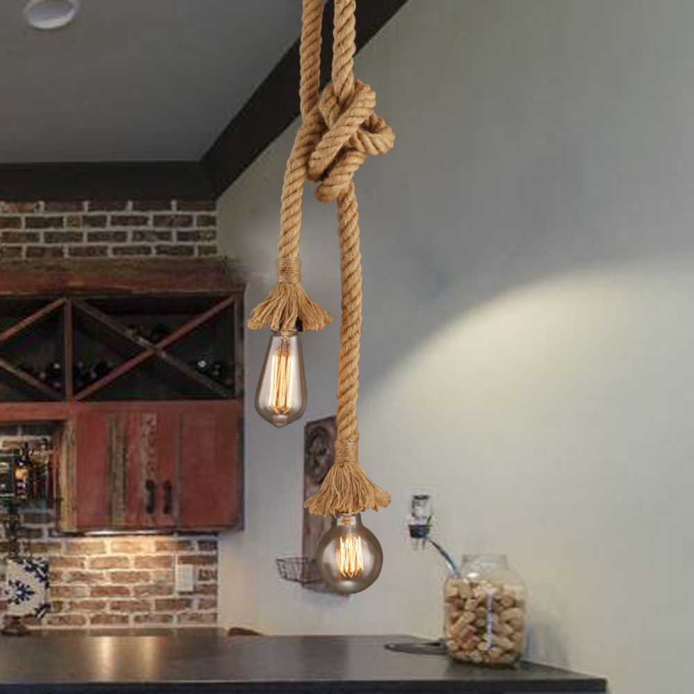 Lámpara Colgante Vintage de Cuerda de Cáñamo Estilo Industrial E27 para Loft | prologyc.es | repuestos.prologyc.es