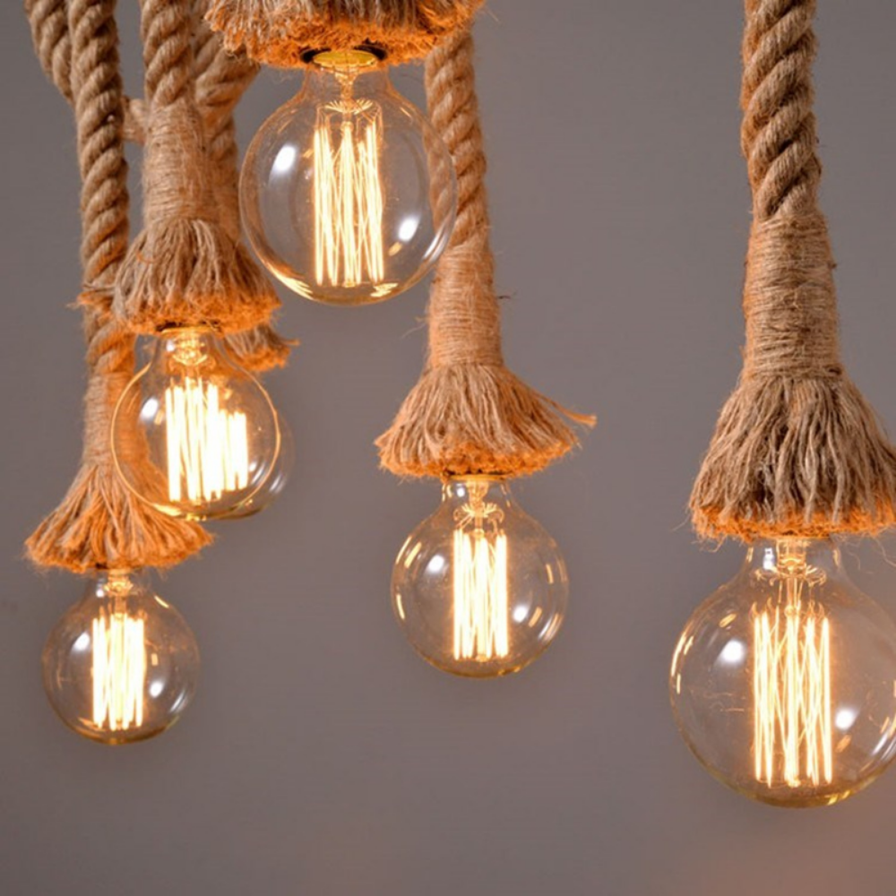 Lámpara Colgante Vintage de Cuerda de Cáñamo Estilo Industrial E27 para Loft | prologyc.es | repuestos.prologyc.es