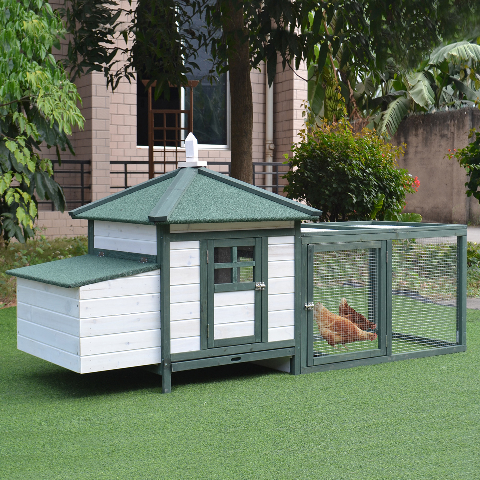 Gallinero PawHut de Madera para Exterior con Nido, Perchas, Comedero y Bandeja Extraíble | prologyc.es | repuestos.prologyc.es