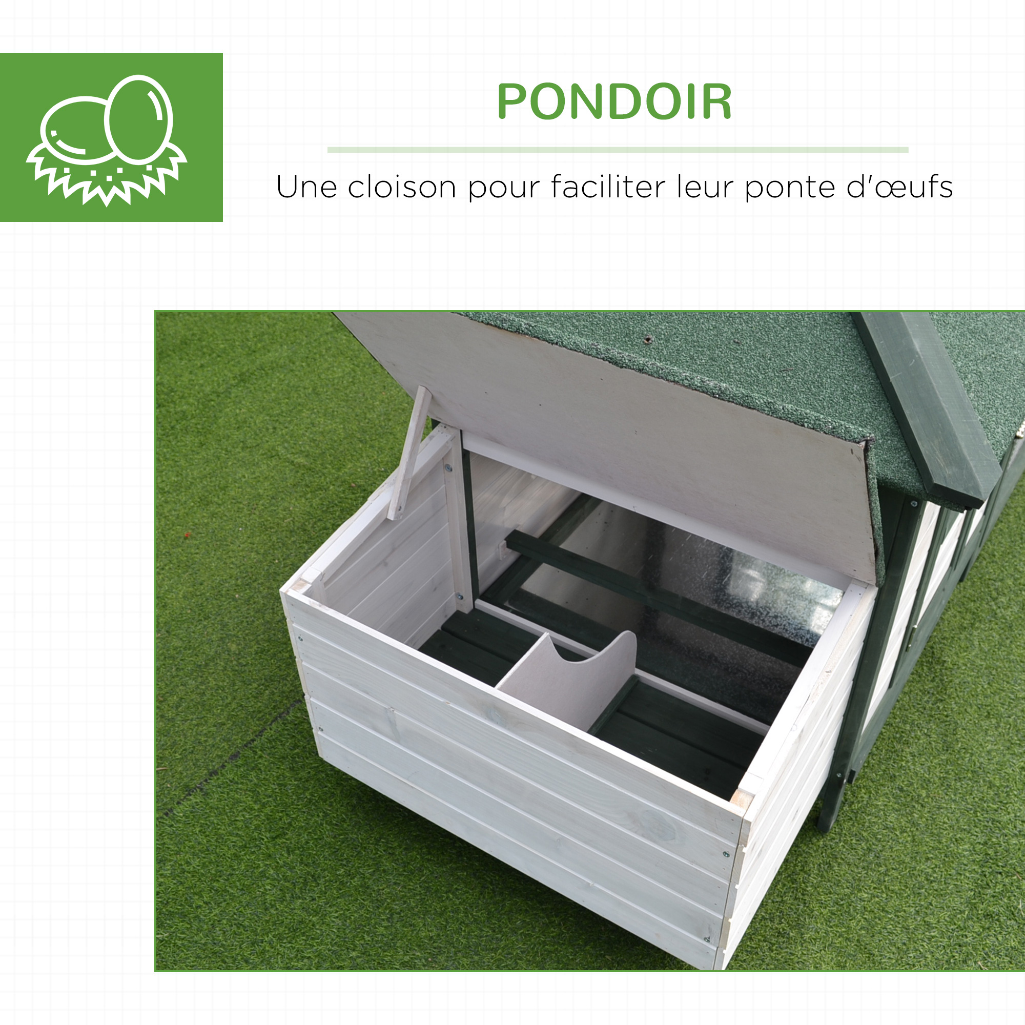 Gallinero PawHut de Madera para Exterior con Nido, Perchas, Comedero y Bandeja Extraíble | prologyc.es | repuestos.prologyc.es