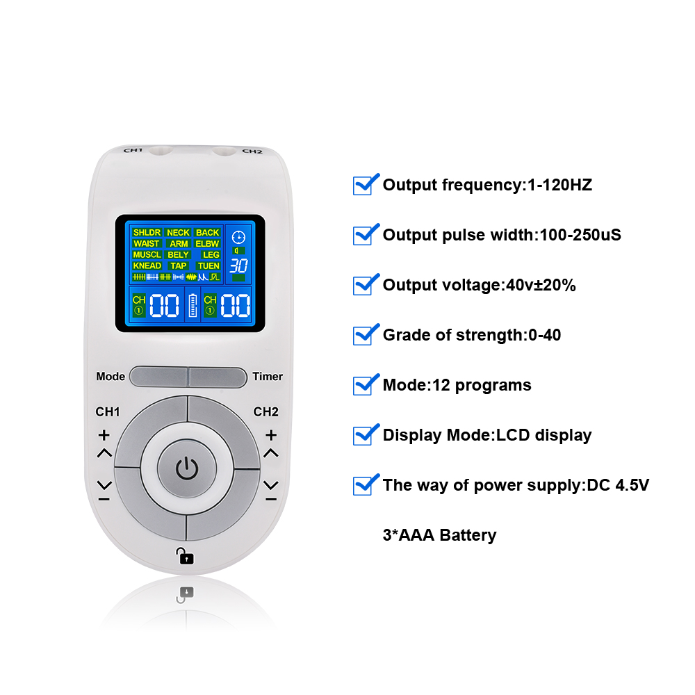 Electroestimulador Muscular TENS y EMS de 12 Modos con 40 Niveles de Intensidad | prologyc.es | repuestos.prologyc.es