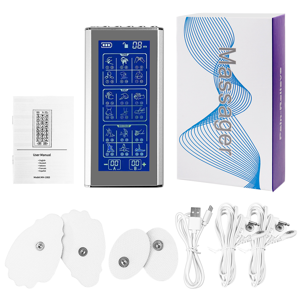 Máquina Tens de 36 modos con 4 almohadillas de electrodos para aliviar el dolor, estimulador muscular EMS, masaje relajante