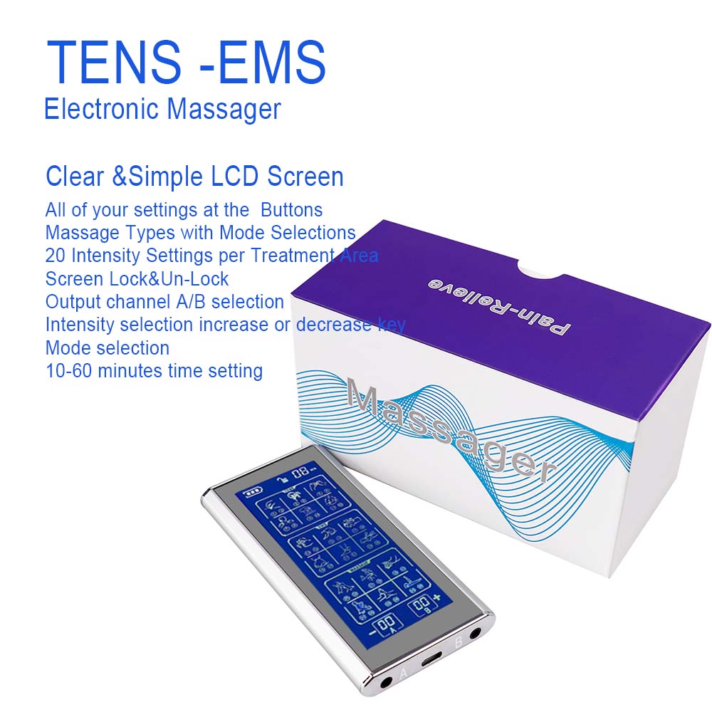 Máquina Tens de 36 modos con 4 almohadillas de electrodos para aliviar el dolor, estimulador muscular EMS, masaje relajante
