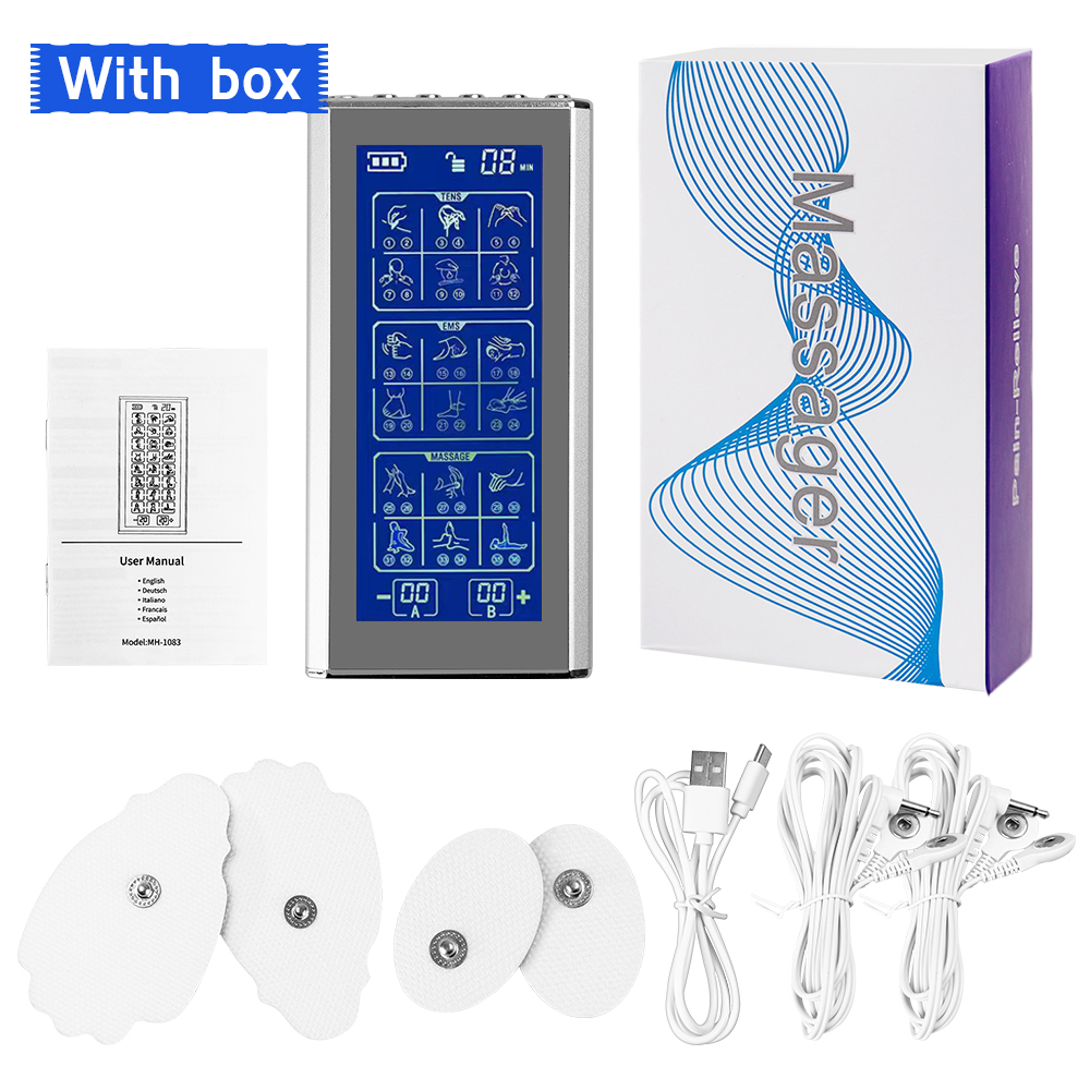 Máquina Tens de 36 modos con 4 almohadillas de electrodos para aliviar el dolor, estimulador muscular EMS, masaje relajante