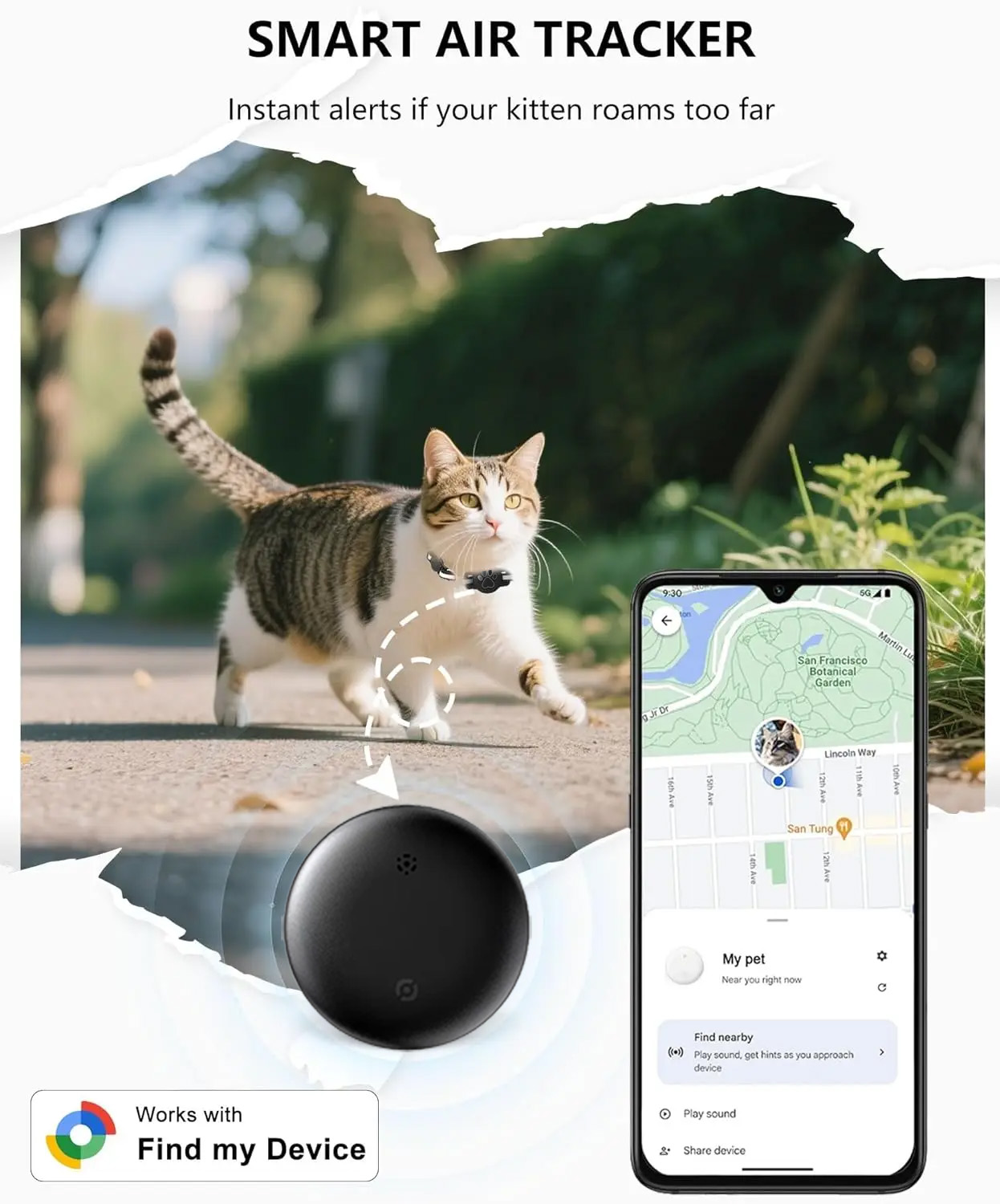 Rastreador Bluetooth para Mascotas Compatible con Google Find My Android | prologyc.es | repuestos.prologyc.es