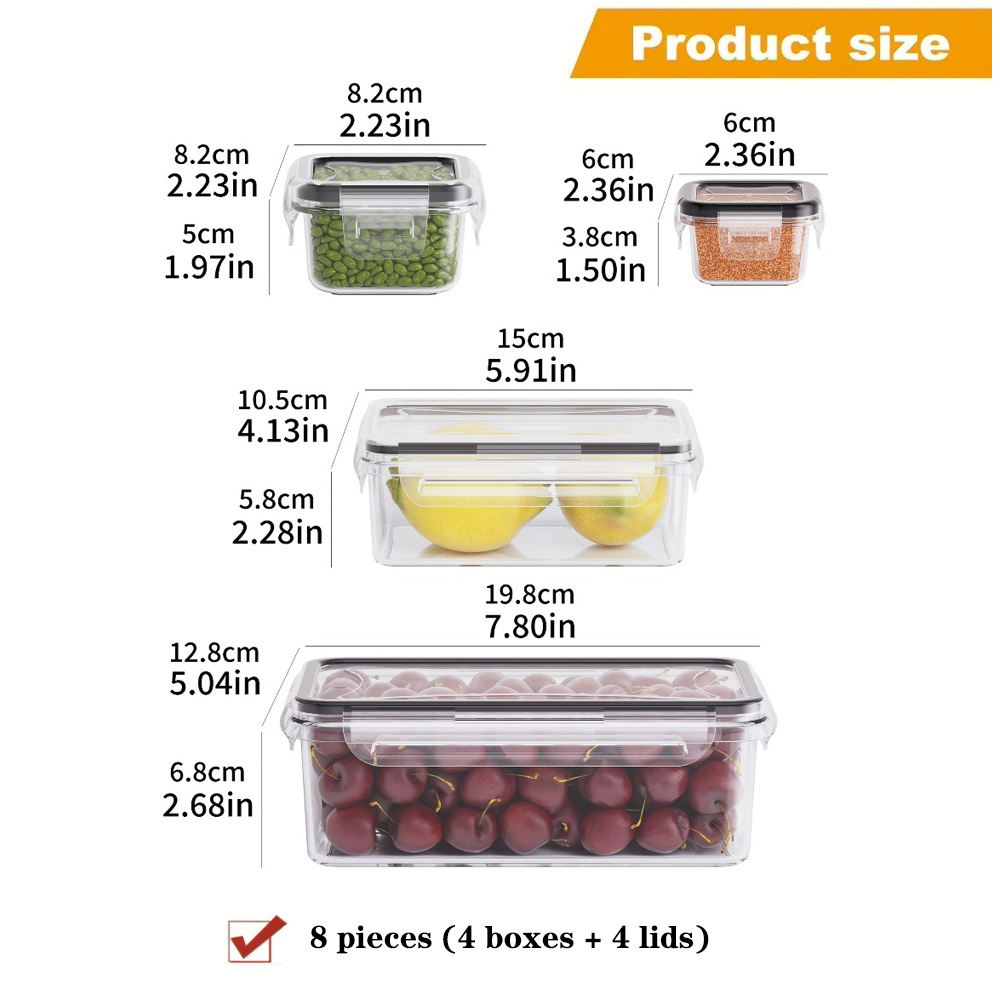 Contenedores Herméticos para Alimentos sin BPA 8 Unidades con Tapas de Bloqueo | prologyc.es | repuestos.prologyc.es