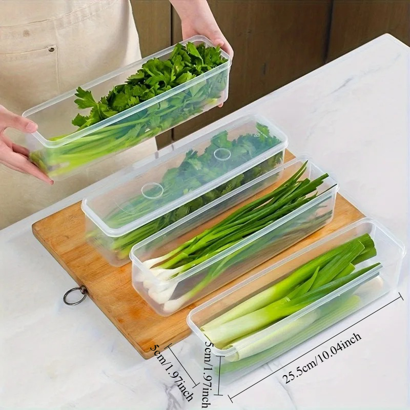 Contenedores Rectangulares Largos para Alimentos 4 Unidades Organizador de Nevera | prologyc.es | repuestos.prologyc.es