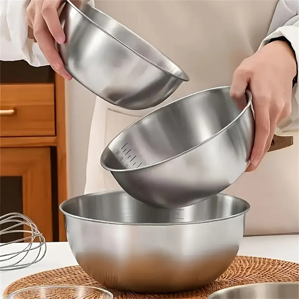 Juego de Cuencos de Acero Inoxidable con Escala Medidora para Cocina y Repostería | prologyc.es | repuestos.prologyc.es