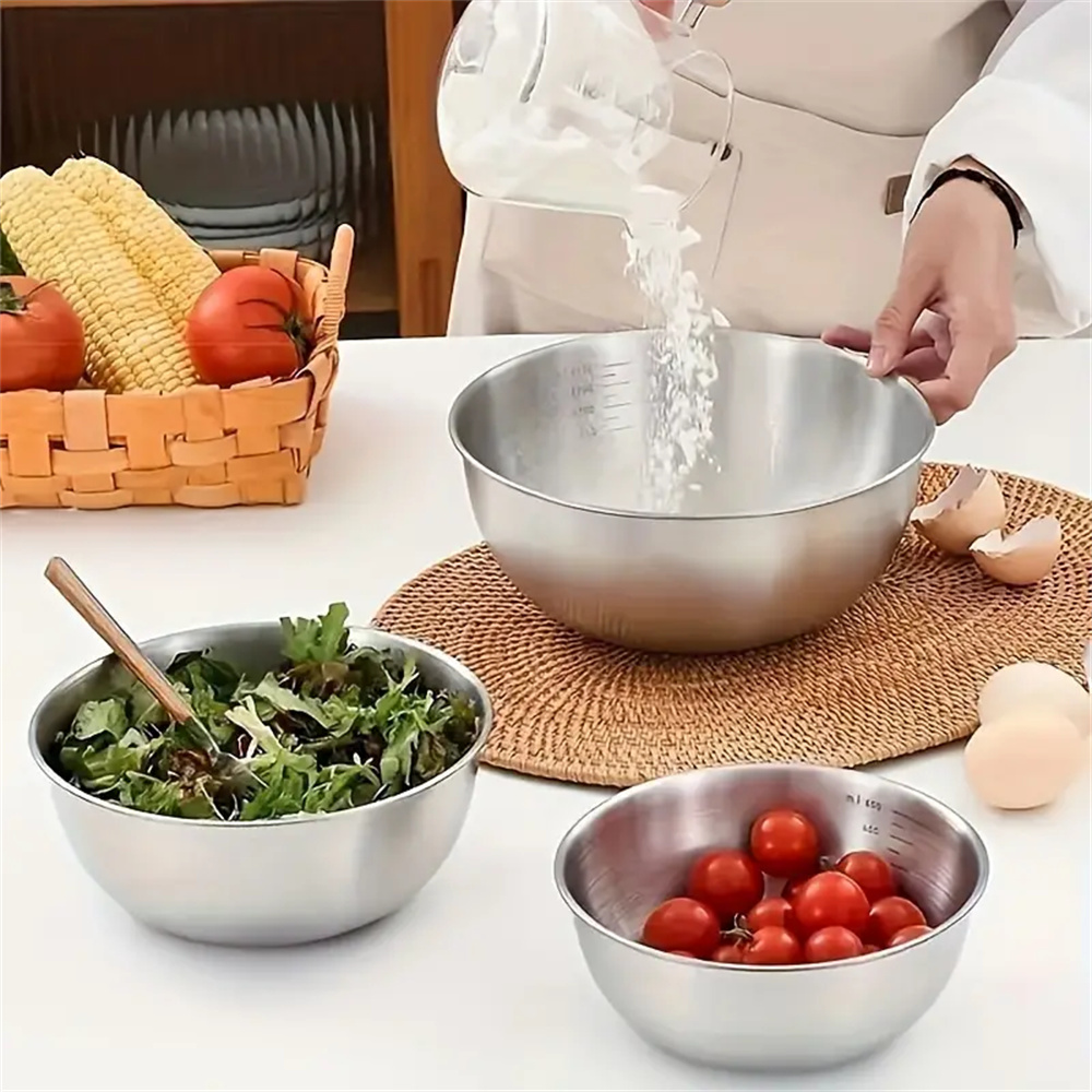 Juego de Cuencos de Acero Inoxidable con Escala Medidora para Cocina y Repostería | prologyc.es | repuestos.prologyc.es