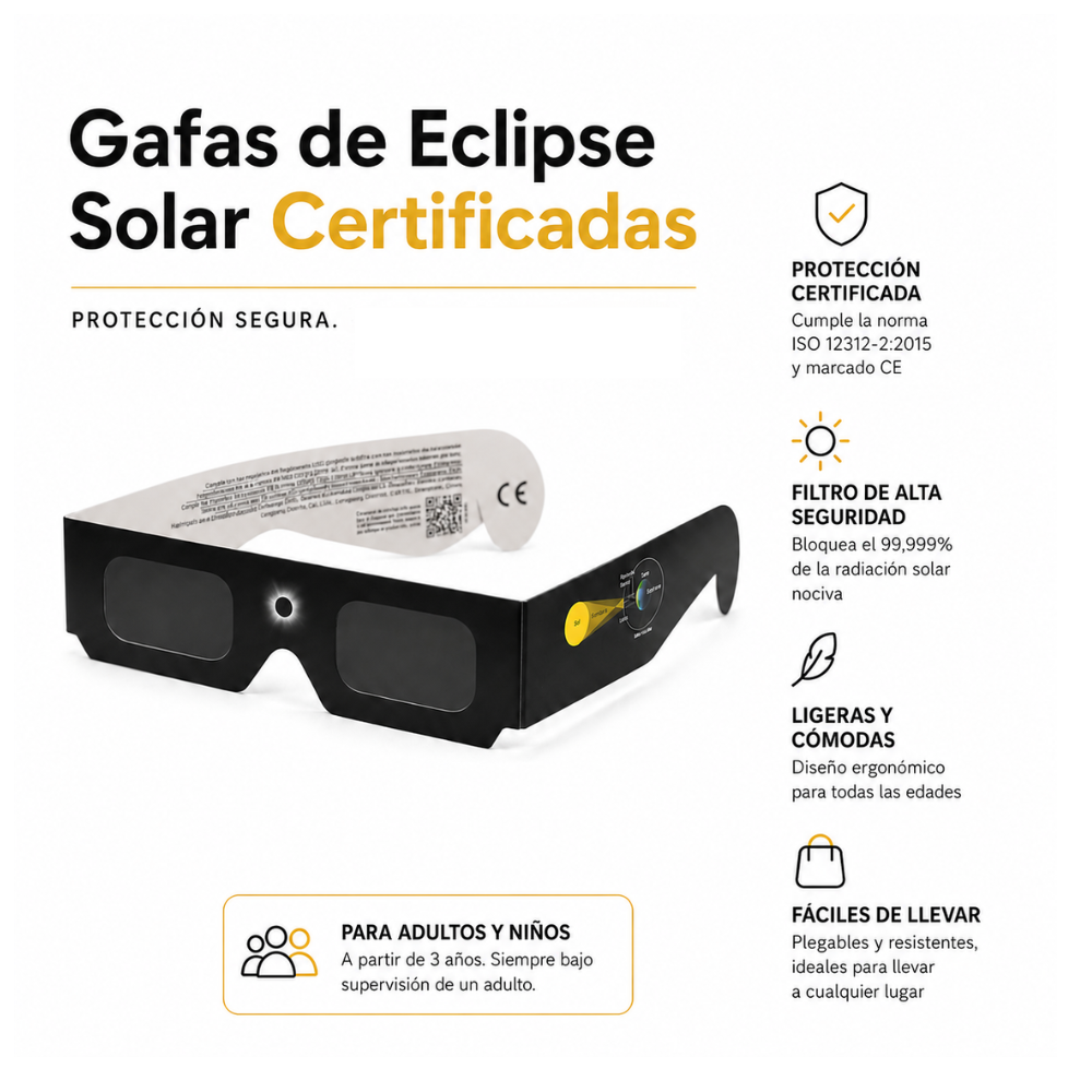 Gafas Homologadas para Eclipse Solar LSP1 ISO 12312-2:2015 | prologyc.es | repuestos.prologyc.es