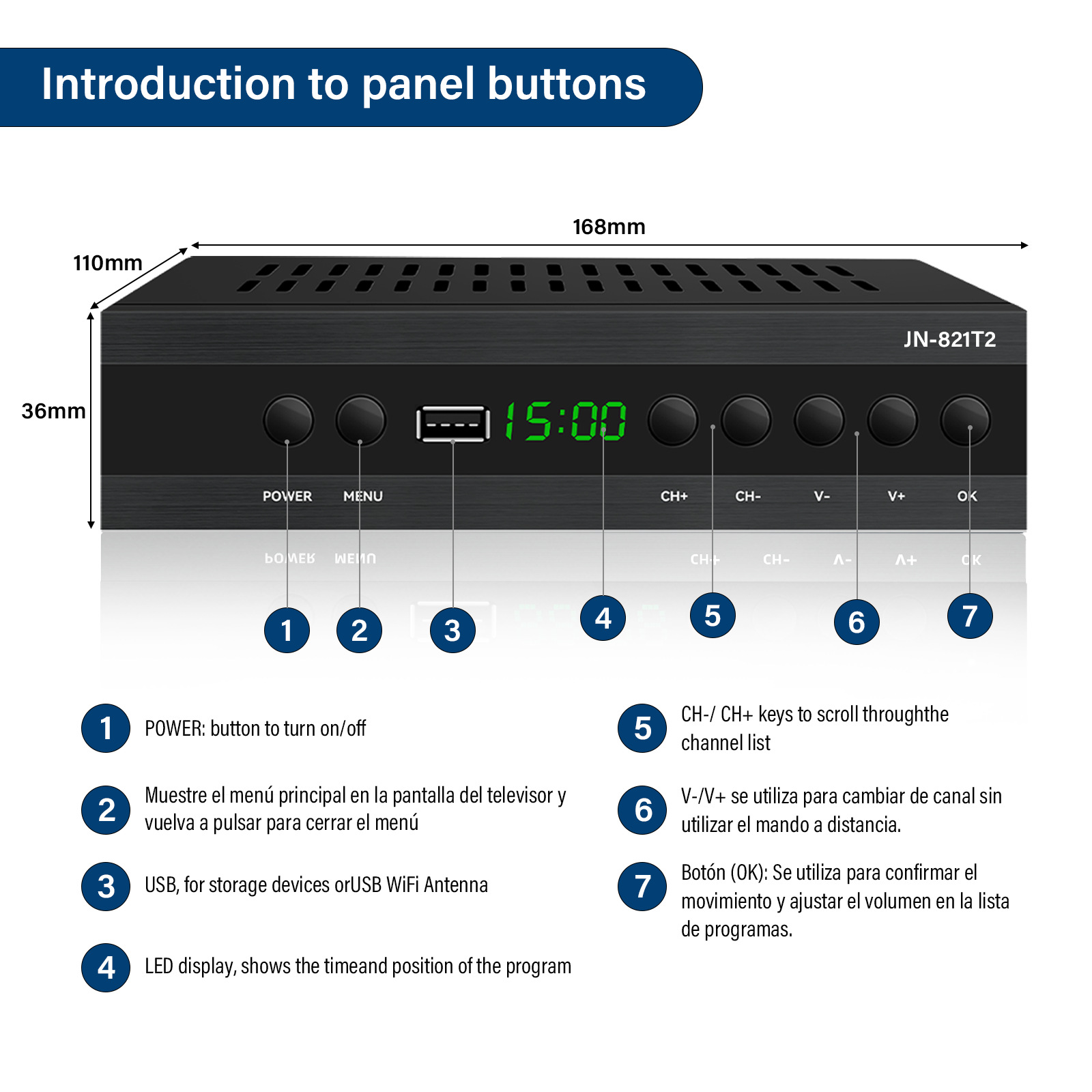 Receptor TDT HD DVB-T2 H.265 Decodificador Digital Terrestre | prologyc.es | repuestos.prologyc.es